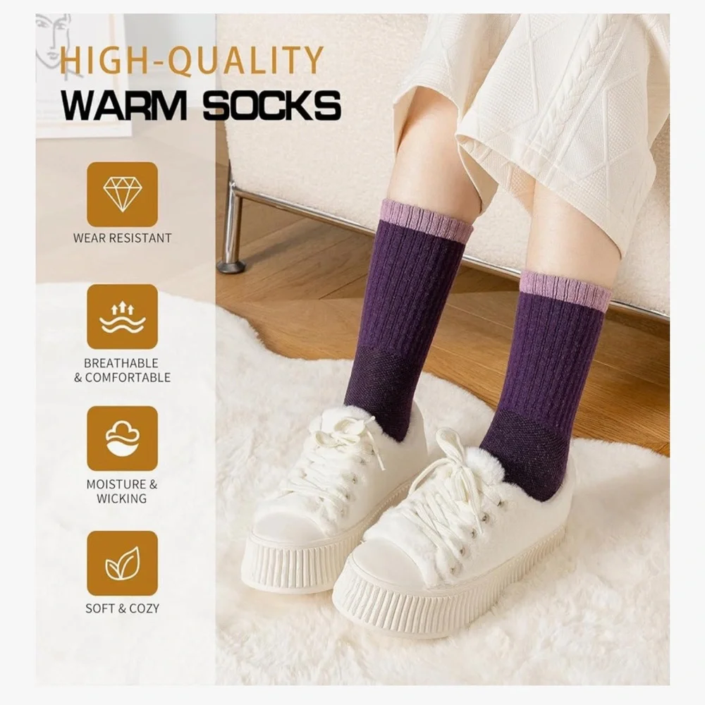 🆕 Wool Socks for Women - Hiking Womens Socks 5 Pairs, Thermal
